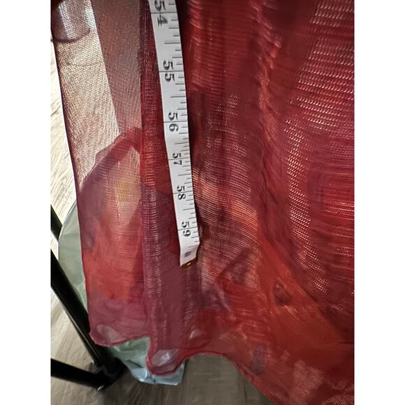 Rene Ruiz Collectio. Red Printed Organza Pleated Bodice Evening Gown Size 12 - Picture 5 of 11